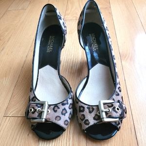 Michael kors leapord print open toe heels Size 8.5